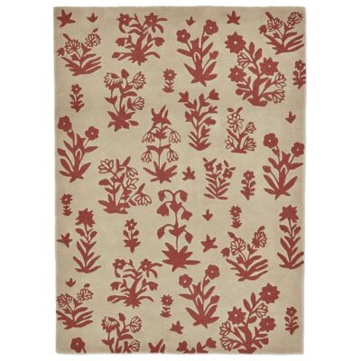 Sanderson Woodland Glade Hand Tufted Designer Wool Rug, 280x200cm, Linen / Russet Brown