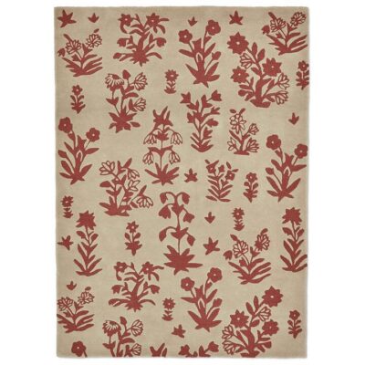 Sanderson Woodland Glade Hand Tufted Designer Wool Rug, 350x250cm, Linen / Russet Brown