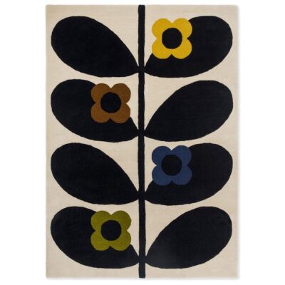 Orla Kiely Wild Rose Hand Tufted Designer Wool Rug, 280x200cm, Fawn