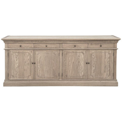 St. James Oak Timber 4 Door 4 Drawer Sideboard, 220cm, Weathered Oak