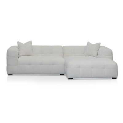 Liora Boucle Fabric Corner Sofa, 2 Seater with RHF Chaise, Pearl