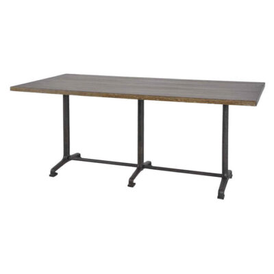 Brooklyn Oak Timber & Iron Industrial Dining Table, 180cm