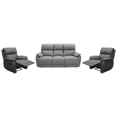 Orlen 3 Piece Leather Recliner Sofa Set, 3+1+1 Seater, Stone