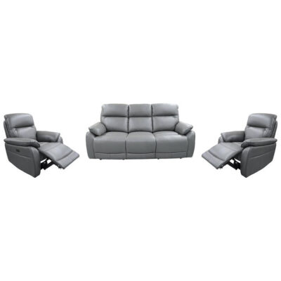 Epoch 3 Piece Leather Electic Recliner Sofa Set, 3+1+1 Seater, Graphite