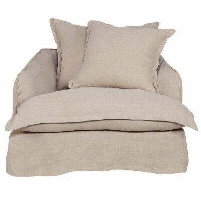 Hayman Linen Fabric Slip Cover Armchair, Oatmeal
