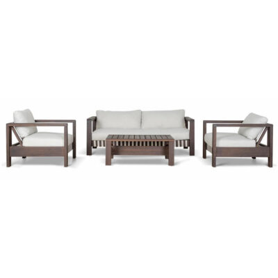 Zermani 4 Piece Timber Wicker Outdoor Lounge Set