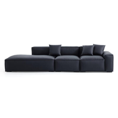 Hofton Bonded Leather Modular Corner Sofa, 2 Seater with LHF Lounge, Black