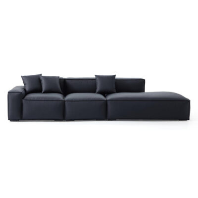 Hofton Bonded Leather Modular Corner Sofa, 2 Seater with RHF Lounge, Black