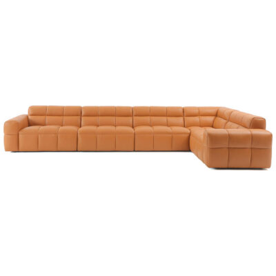 Fiorano Premium Top Grain Full Leather Modular Corner Sofa, 6 Seater, Caramel