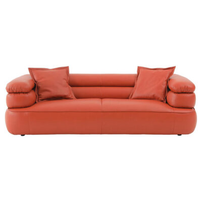 Lusso Premium Top Grain Full Leather Sofa with Cushion, 3 Seater, Terracotta