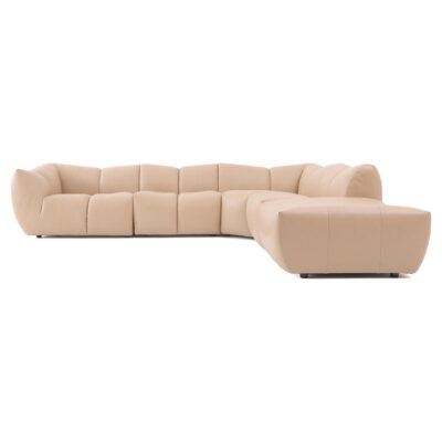 Lorano Premium Top Grain Full Leather Modular Corner Sofa, LHF 4.5 Seater with Ottoman, Beige