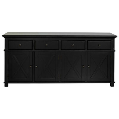 Sorrento Wooden 4 Door 4 Drawer Buffet Table, 188cm, Black