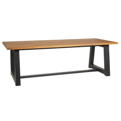 Catalina Baja Teak Timber & Aluminium Outdoor Dining Table, 260cm, Black