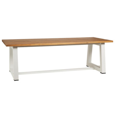 Catalina Baja Teak Timber & Aluminium Outdoor Dining Table, 260cm, White