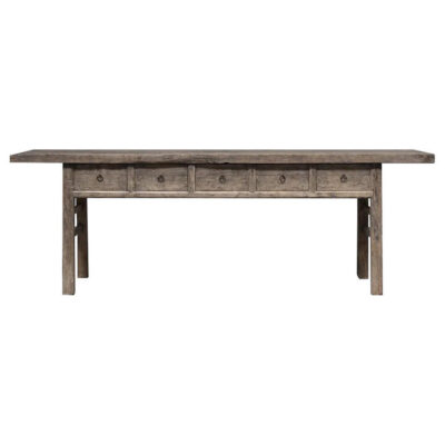 Yuntai 130 Year Antique Elm Timber Oriental Console Table, 244cm