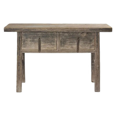 Feng Long 130 Year Antique Elm Timber Oriental 2 drawer Console Table, 131cm
