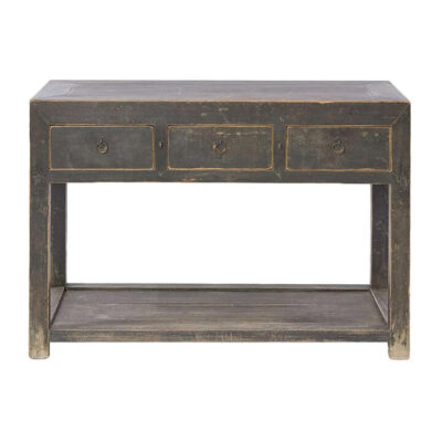 An Man 150 Year Antique Elm Timber Oriental Console Table, 113cm