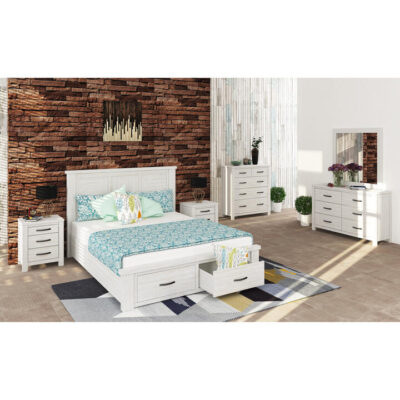 Lakeland Mountain Ash Timber 4 Piece Bedroom Suite with Dresser & Mirror, King