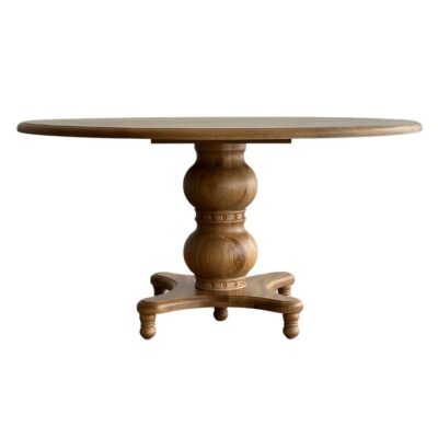 Verona Oak Timber Round Pedestal Dining Table, 150cm