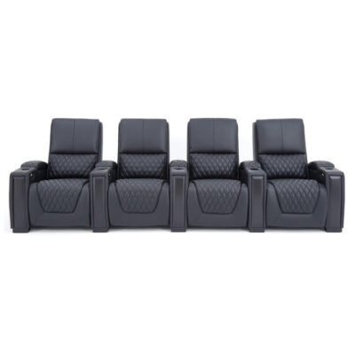 Alexandra Leather Electric Home Theatre Recliner Sofa, 4 Seater, Black