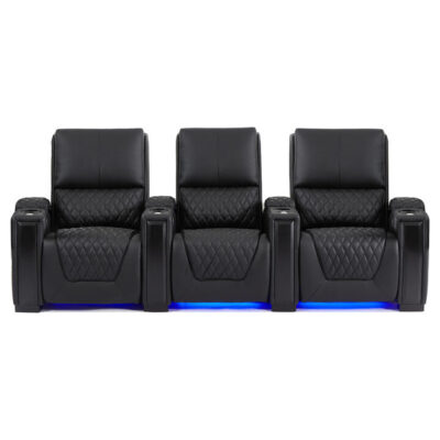 Alexandra Leather Electric Home Theatre Recliner Sofa, 3 Seater, Black