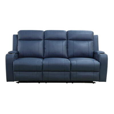 Arnoir Leather Electric Recliner Sofa, 3 Seater, Blue