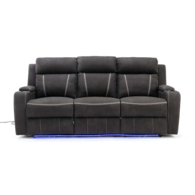 Oftonel Rhino Suede Fabric Electric Recliner Sofa, 3 Seater, Charcoal