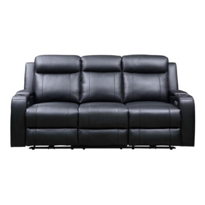 Arnoir Leather Electric Recliner Sofa, 3 Seater, Black