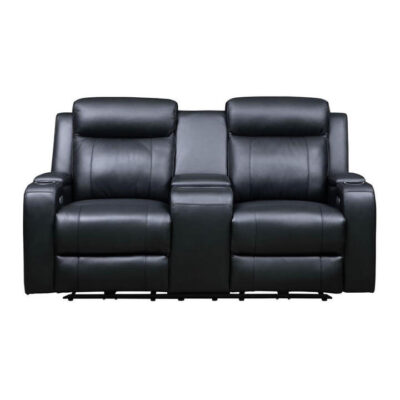 Arnoir Leather Electric Recliner Sofa, 2 Seater, Black