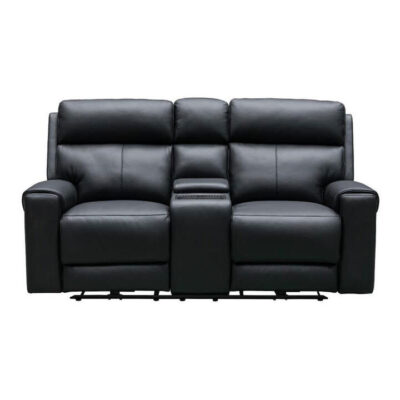 Elowen Leather Electric Recliner Sofa, 2 Seater, Black