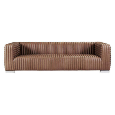 Granger Leather Sofa, 3 Seater, Dark Brown