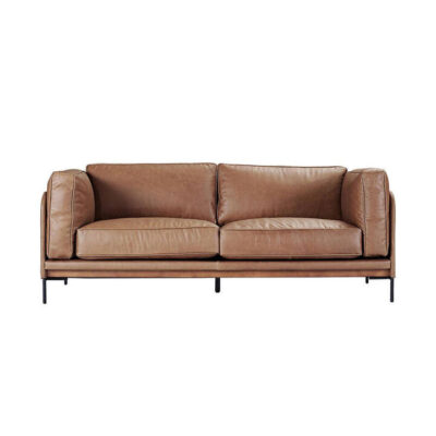 Keaton Leather Sofa, 2.5 Seater, Dark Brown