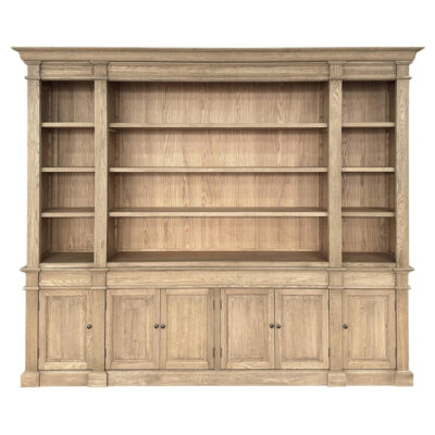 Dundee Oak Timber Bookcase, 270cm, Weathered Oak