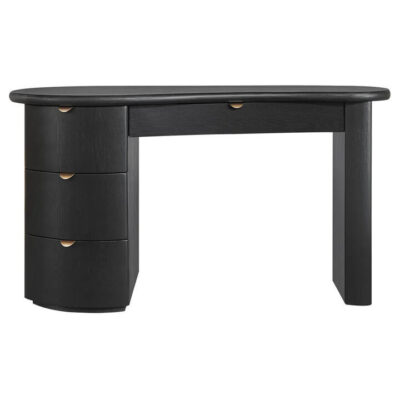 Lina Wooden Curved Desk, 150cm, Black