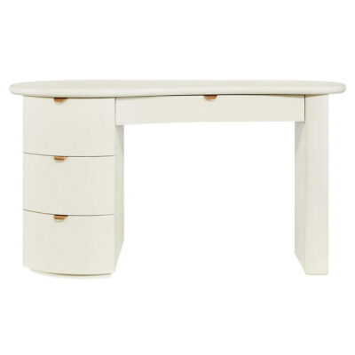 Lina Wooden Curved Desk, 150cm, Ivory