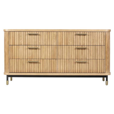 Sophia Oak Timber 6 Drawer Chest, Natural