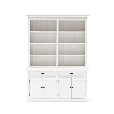 Halifax Mahogany Timber 4 Door 2 Drawer 8 Shelf Hutch Cabinet, White