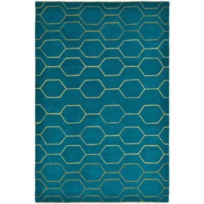 Wedgwood Arris Hand Tufted Designer Wool Rug, 280x200cm, Teal