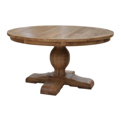 Leyna Oak Timber Round Pedestal Dining Table, 150cm, Natural Oak