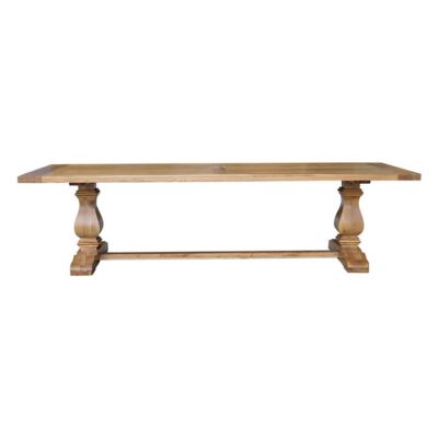 Rimini Oak Timber Trestle Dining Table, 300cm, Natural