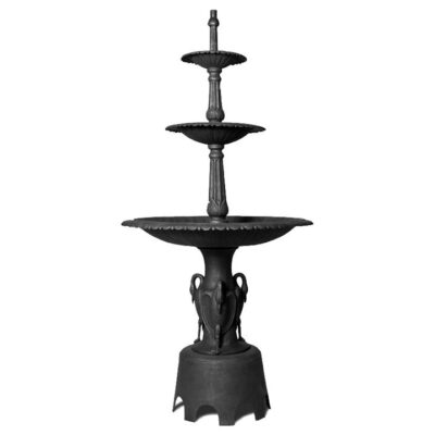 Heron Cast Iron Garden Fountain, Black