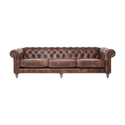 Rose Hill Leather Chesterfield Sofa, 4 Seater