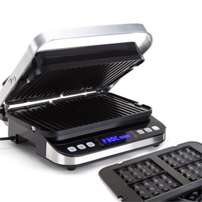 EUROCHEF Smart Multi Contact Grill and Sandwich Panini Press, with Waffle Maker Plates
