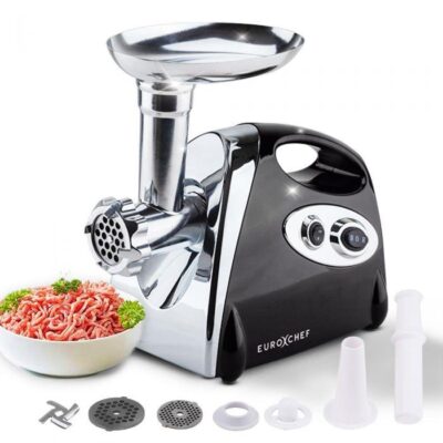 EUROCHEF Electric Meat Grinder, Stainless Steel Mincer Sausage Filler Kibbe Maker, Black