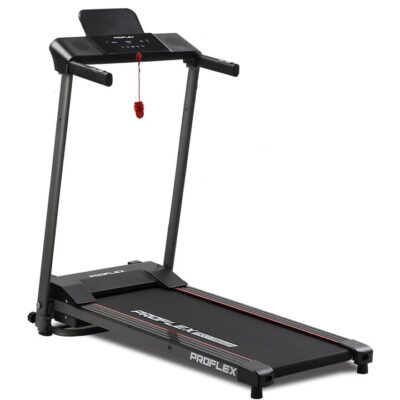PROFLEX Electric Treadmill Compact Foldable with Bluetooth Speakers, Digital Device Stand - Black & Grey