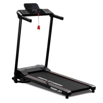 PROFLEX Electric Foldable Compact Treadmill with Bluetooth Speakers, Digital Device Stand - Black