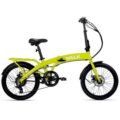 VALK Shuttle 5 Electric Folding Bike, 20" Tyres, Shimano 7-Speed, Lime Green