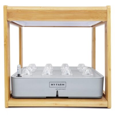 PLANTCRAFT 12 Pod Indoor Hydroponic Growing System with Wooden Frame & LED Lights