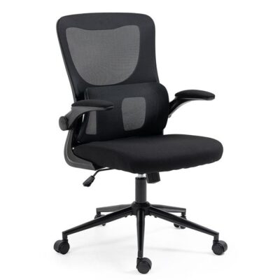 FORTIA Ergonomic Office Desk Chair, Lumbar Support, Mesh Fabric, Retractable Armrests, Black