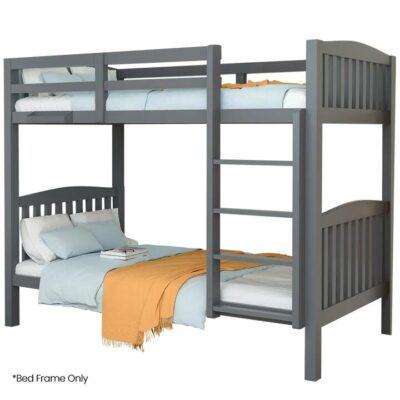KINGSTON SLUMBER Single Bunk Bed Frame Solid Pine Wood Timber, Modular Design, Grey